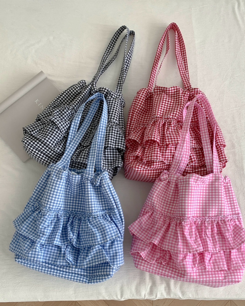 2025 New Niche Plaid Canvas Bag Women Large Capacity Shoulder Tote