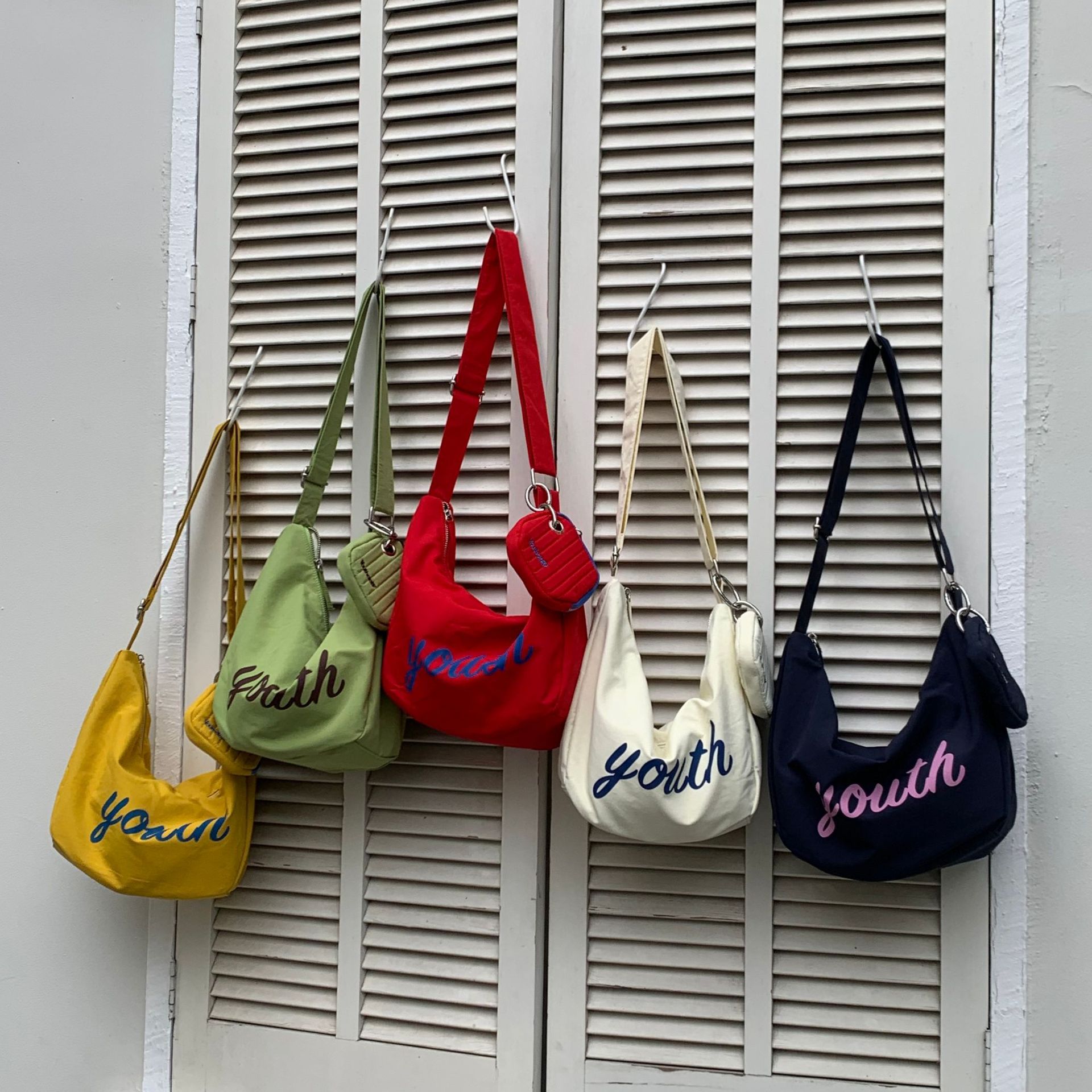 Korean Style Nylon Letter Print Dumpling Crossbody Bag Casual Unisex